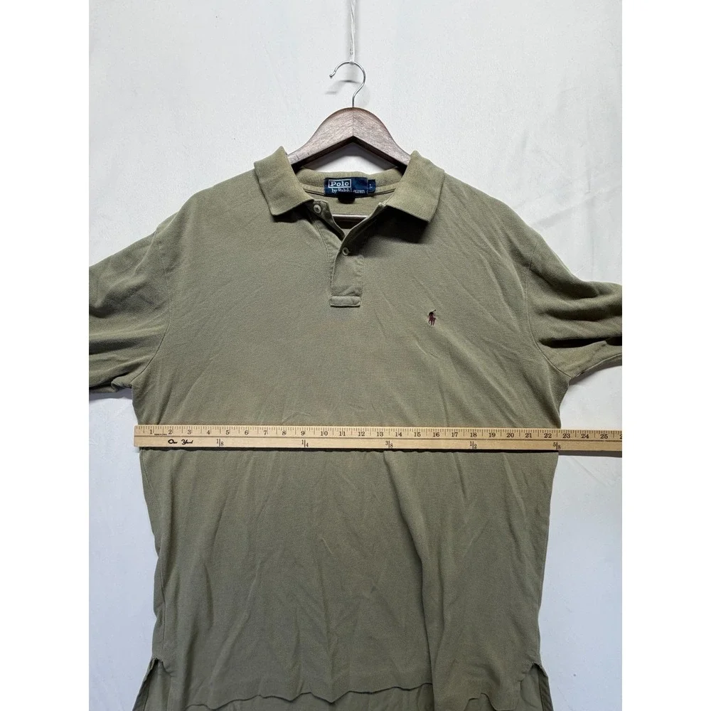 Polo Ralph Lauren Polo Shirt Mens Large Sage Green Cotton Pony Logo Side Slit